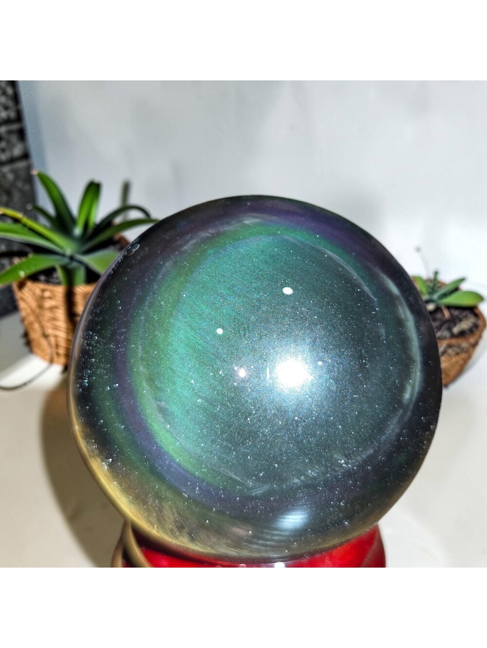 A321. Rainbow Obsidian 48mm Natural Crystal Sphere Orb